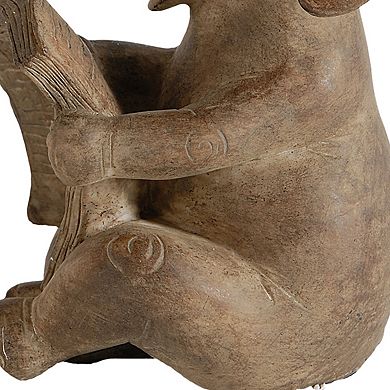 Ari Set Of 2 Bookends, Reading Elephant Statuettes, Classic, Brown Resin