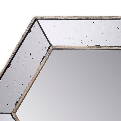 Filo 21 Inch Wall Accent Mirror, Raised Tray Edges, Hexagonal Mirror Frame