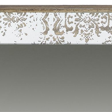 Filo 15 Inch Square Accent Wall Mirror, Raised Edges, Silver Wood Frame