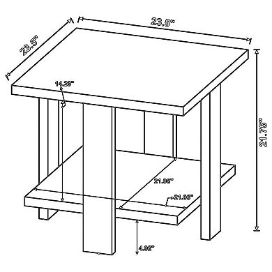 Dew 24 Inch Side End Table With Lower Shelf, Engineered Wood, Mango Brown