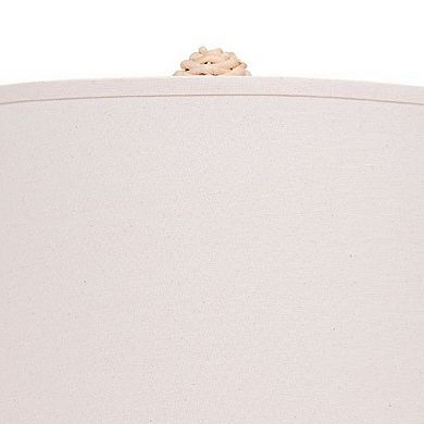 25 Inch Table Lamp, Elegant Handwoven Rope Base, Linen Shade, Natural Brown