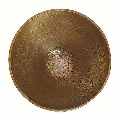 Sinzo 10 Inch Tapered Bowl, Gold Aluminum, Textured Design, Black, White