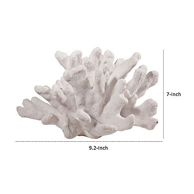Lily 9 Inch Faux Coral Accent Figurine, Polyresin Tabletop Sculpture, White