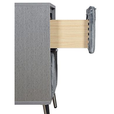 Moko 26 Inch Nightstand, 2 Ribbed Soft Upholstered Drawers, Smooth Gray