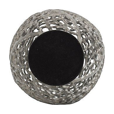 14 Inch Aluminum Accent Vase, Tall Curved Cut Out Design, Intricate Details