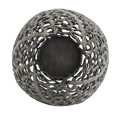 14 Inch Aluminum Accent Vase, Tall Curved Cut Out Design, Intricate Details