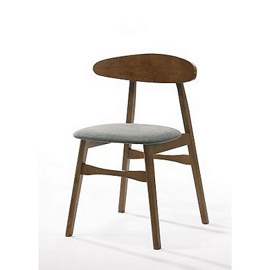 Cid Cas 20 Inch Dining Chair, Set Of 2, Curved Oval Backrest, Walnut Wood