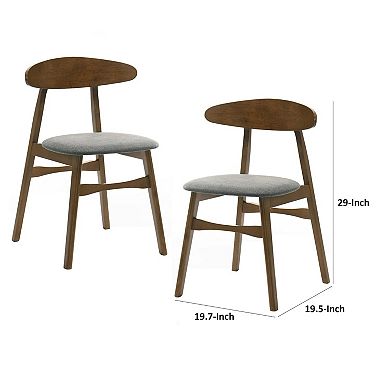 Cid Cas 20 Inch Dining Chair, Set Of 2, Curved Oval Backrest, Walnut Wood