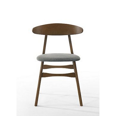 Cid Cas 20 Inch Dining Chair, Set Of 2, Curved Oval Backrest, Walnut Wood