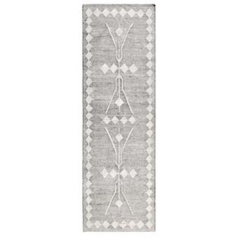 Modern 3 X 8 Runner Area Rug, Handwoven Geometric Pattern, Gray, Multicolor