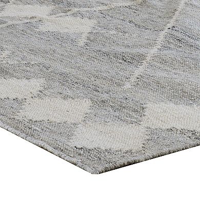 Modern 3 X 8 Runner Area Rug, Handwoven Geometric Pattern, Gray, Multicolor