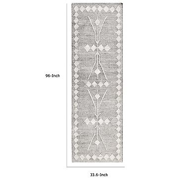 Modern 3 X 8 Runner Area Rug, Handwoven Geometric Pattern, Gray, Multicolor
