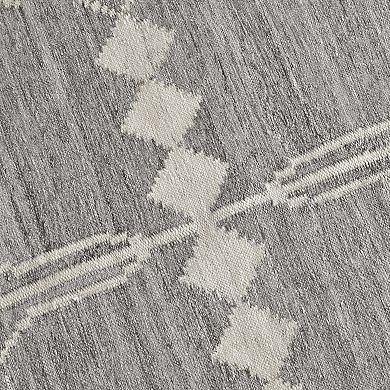 Modern 3 X 8 Runner Area Rug, Handwoven Geometric Pattern, Gray, Multicolor