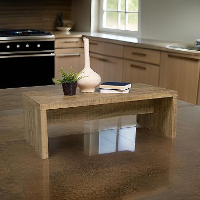 Nette 47 Inch Coffee Table With Rough Hewn Saw Marks, Wood, Natural Brown
