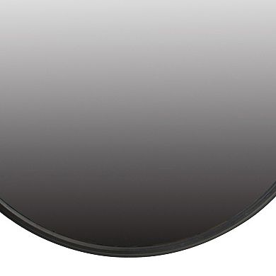 30 Inch Accent Wall Mirror With Rope Hanger And Round Black Metal Frame