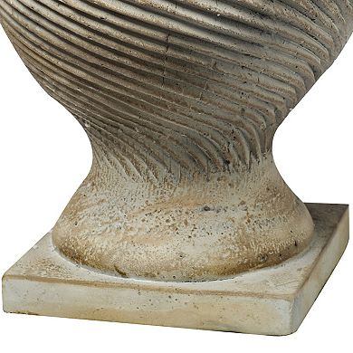 22 Inch Lidded Vase With Turned Finial Design And Swirl Pattern, White