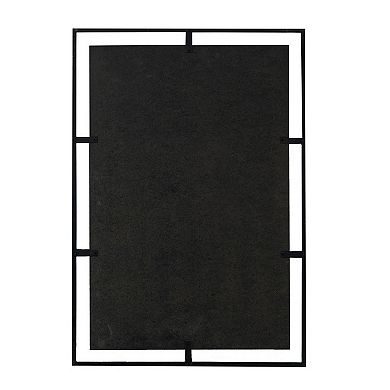 Tui 32 Inch Accent Wall Mirror, Antique Style Rectangular Black Metal Frame