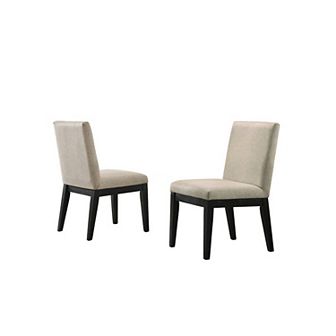 19 Inch Wood Dining Chair, Set Of 2, Padded Backrest, Beige Upholstery