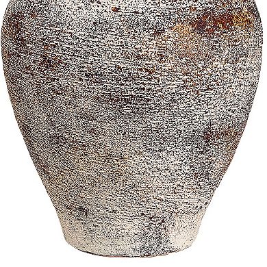 Gov 27 Inch Table Lamp, Beige Drum Shade, Vase Shaped Body, Painted Surface