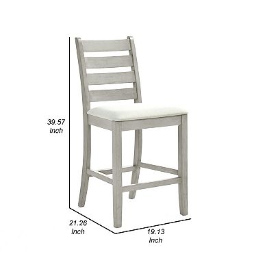 Pane 25 Inch Set Of 2 Counter Height Dining Chairs, Ladderback, Gray Wood