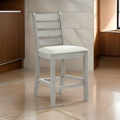 Pane 25 Inch Set Of 2 Counter Height Dining Chairs, Ladderback, Gray Wood