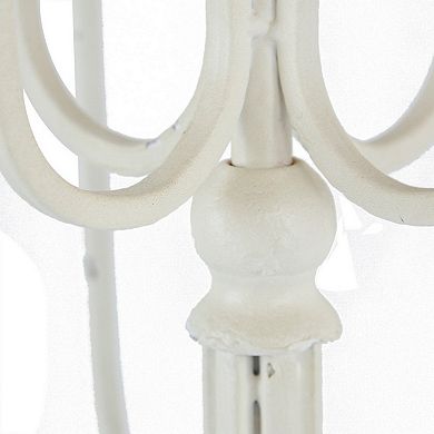 30 Inch Classic 11 Light Candelabra, Curved Arms, White Iron Frame