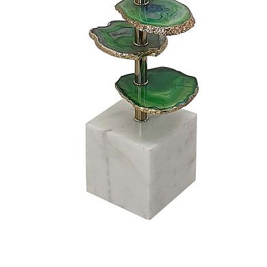 Parks 30 Inch Table Lamp With Agate Slices And Linen Drum Shade, White