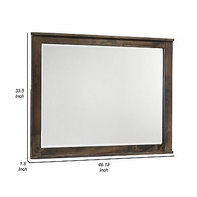 Bora 34 X 46 Dresser Mirror, Square, Solid Reclaimed Wood, Rustic Gray