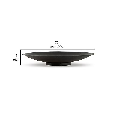 20 Inch Modern Display Bowl, Antiqued Metal Design, Warm Dark Brown Finish