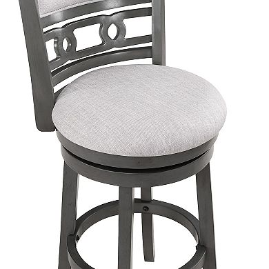 Matt 24 Inch Swivel Counter Strool, Cushioned Seat And Backrest, Mist Gray