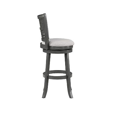 Matt 24 Inch Swivel Counter Strool, Cushioned Seat And Backrest, Mist Gray