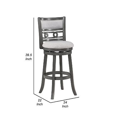 Matt 24 Inch Swivel Counter Strool, Cushioned Seat And Backrest, Mist Gray