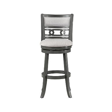 Matt 24 Inch Swivel Counter Strool, Cushioned Seat And Backrest, Mist Gray