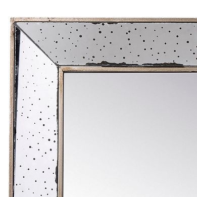 Filo 18 Inch Square Wall Accent Mirror, Raised Tray Edges, Mirrored Frame