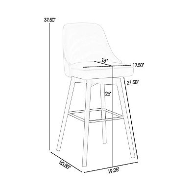 Sean 26 Inch Counter Stool Chair, Swivel, Parson, Cream Faux Leather, Brown