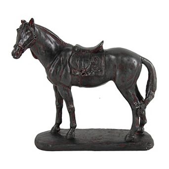Don 10 Inch Horse Figurine Sculpture, Handmade Table Accent Brown Polyresin