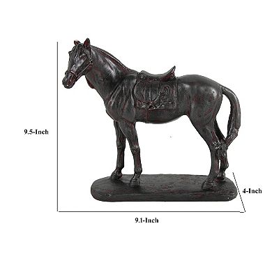 Don 10 Inch Horse Figurine Sculpture, Handmade Table Accent Brown Polyresin