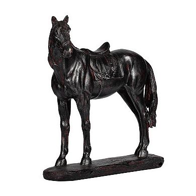 Don 10 Inch Horse Figurine Sculpture, Handmade Table Accent Brown Polyresin