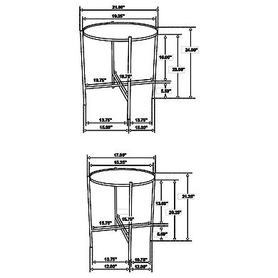 2 Piece Round Nesting Tables, Gold Iron, Modern Mango Wood, Warm Brown