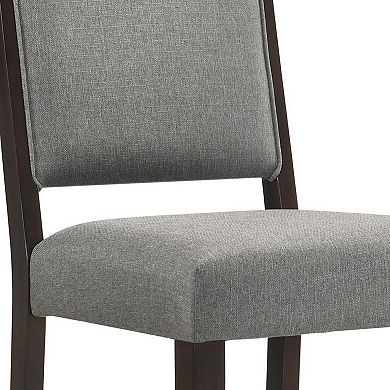 Nimi 25 Inch Counter Height Stool, Set Of 2, Welt Trim, Gray Fabric, Brown