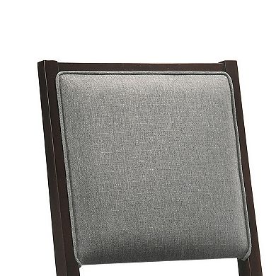 Nimi 25 Inch Counter Height Stool, Set Of 2, Welt Trim, Gray Fabric, Brown