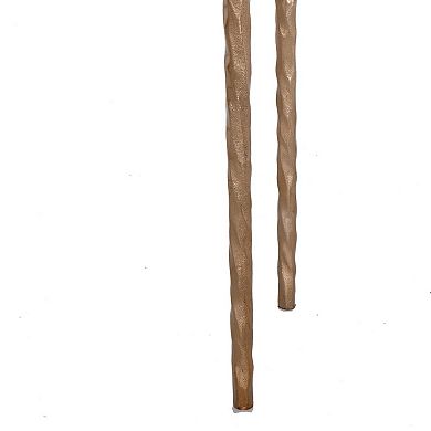 22 Inch Accent Table, Agate Stone Top, Modern, Sleek Metal Frame, Bronze