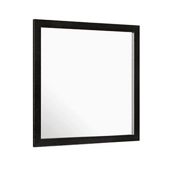 Sami 40 X 40 Dresser Mirror, Embossed Texture, Modern Style, Black Wood