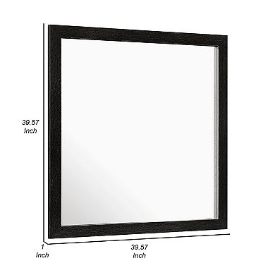 Sami 40 X 40 Dresser Mirror, Embossed Texture, Modern Style, Black Wood