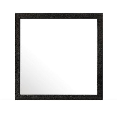 Sami 40 X 40 Dresser Mirror, Embossed Texture, Modern Style, Black Wood