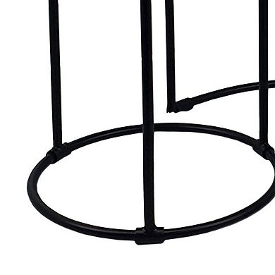 18, 22 Inch Round Nesting End Tables Set Of 2, Mango Wood, Set Of 2, Black