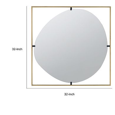 Ani 32 Inch Mirror, Artistic Oval Cut Out Design, Gold Finish Metal Frame