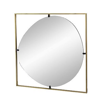 Ani 32 Inch Mirror, Artistic Oval Cut Out Design, Gold Finish Metal Frame