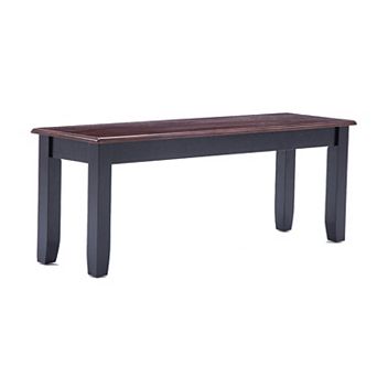 Zoy 48 Inch Wood Dining Bench, Cherry Brown Top, Classic Black Tapered Legs