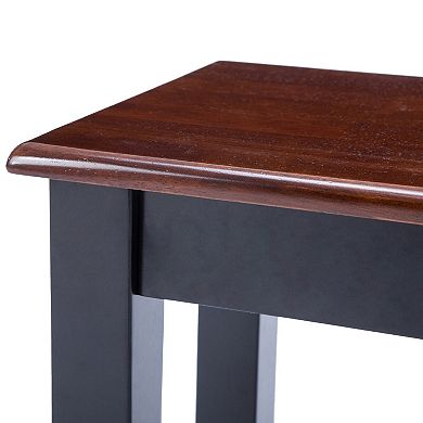 Zoy 48 Inch Wood Dining Bench, Cherry Brown Top, Classic Black Tapered Legs